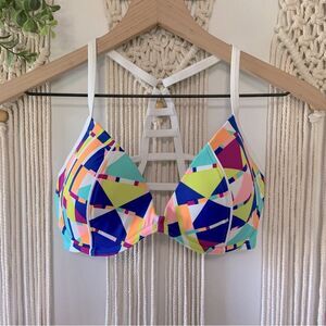 VICTORIA’S SECRET PINK Push Up Plunge Racerback Bikini Swim Top Small D DD